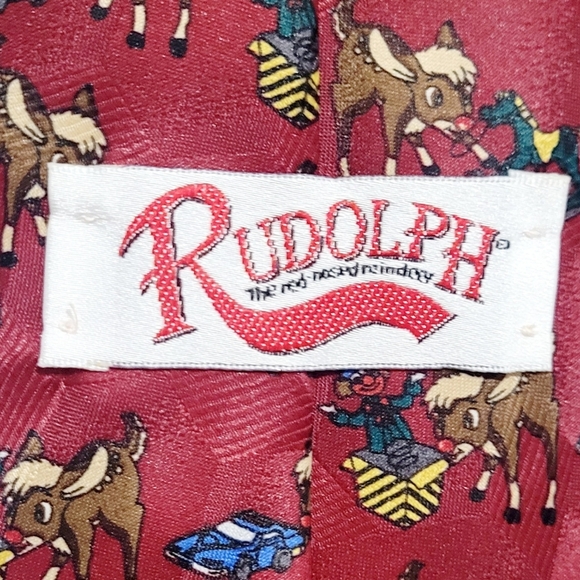 Vintage Rudolph The Red Nosed Reindeer And Elves Christmas Tie Necktie Holiday - Picture 3 of 7